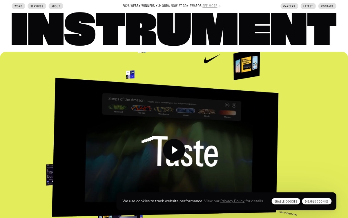 Screenshot of the Instrument website
